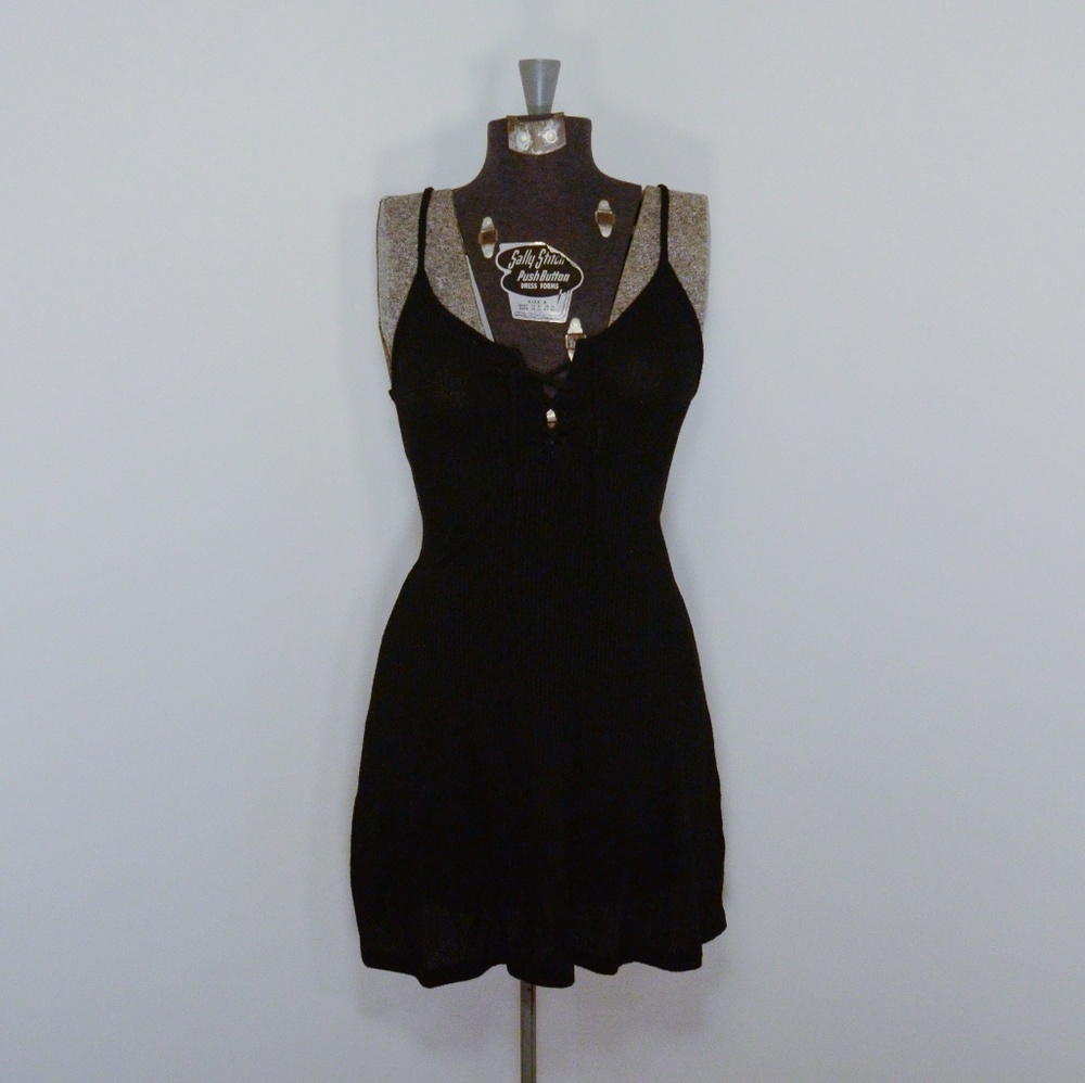 Small Knit Black Cami Dress Tie Front Forever 21